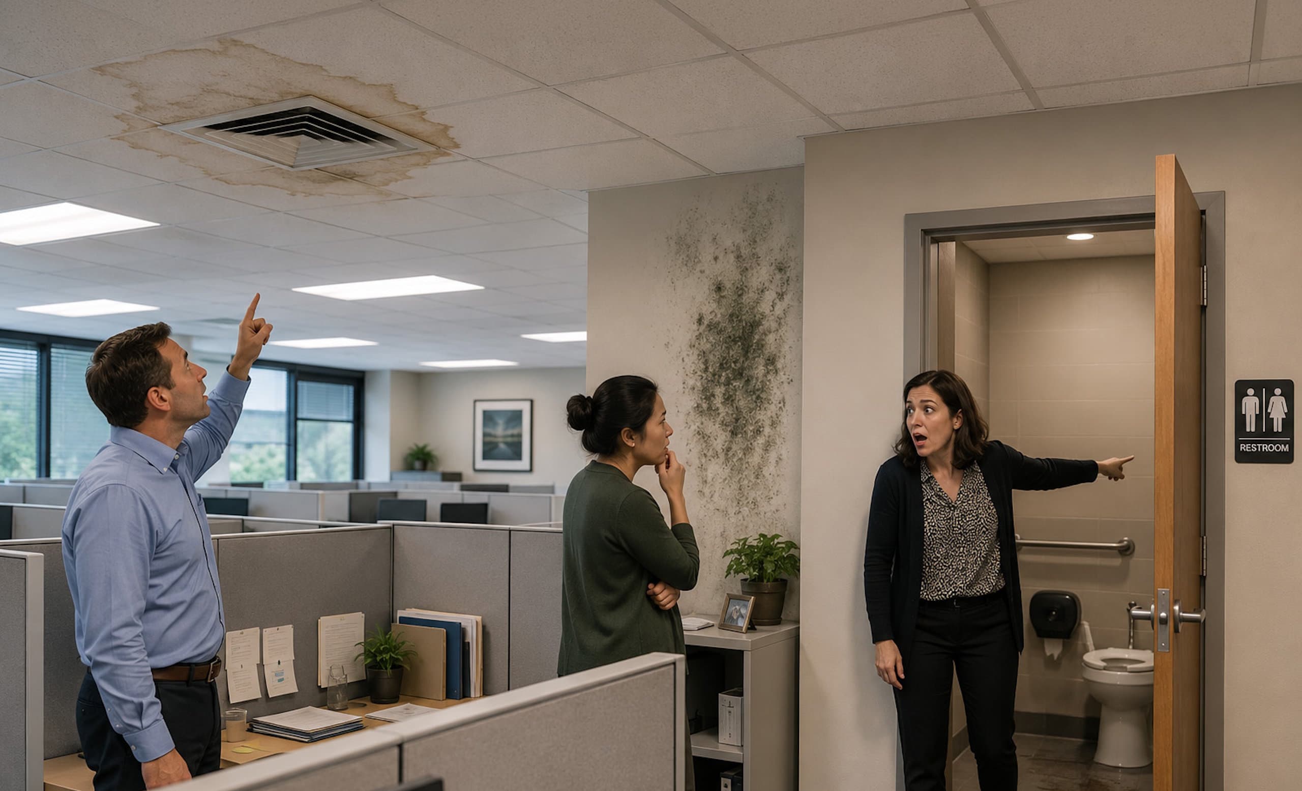 Commercial Property Damage, Office Property Damage, Water Damage in Commercial Property, Water Damage in Office, Mold in Commercial Property, Mold in Office, Asbestos in Commercial Property, Asbestos in Office, Duct Cleaning, Dirty Ductwork, Dirty HVAC, Office, Commercial, Mold, Water Damage, Asbestos, Radon, Radon in Commercial Property, Radon in Office